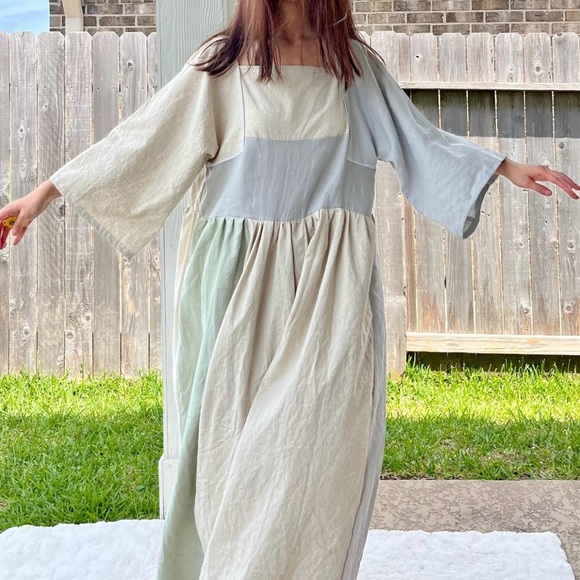 100% Linen | Handmade Quilted Linen Dress | SKU 04171 - Picture 9 of 10